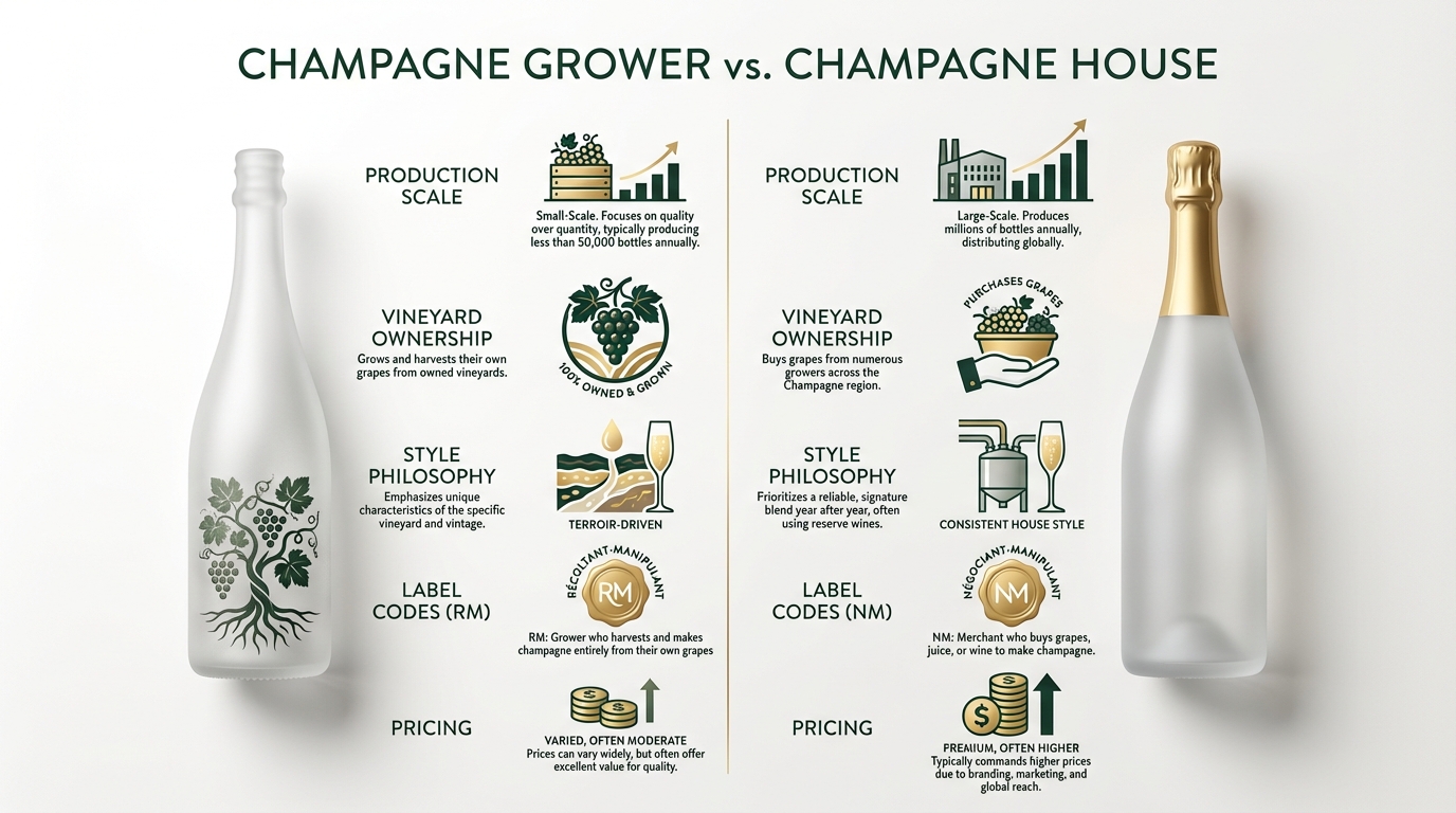 Chalk cellars beneath a grower estate in the Côte des Blancs with aging bottles on riddling racks