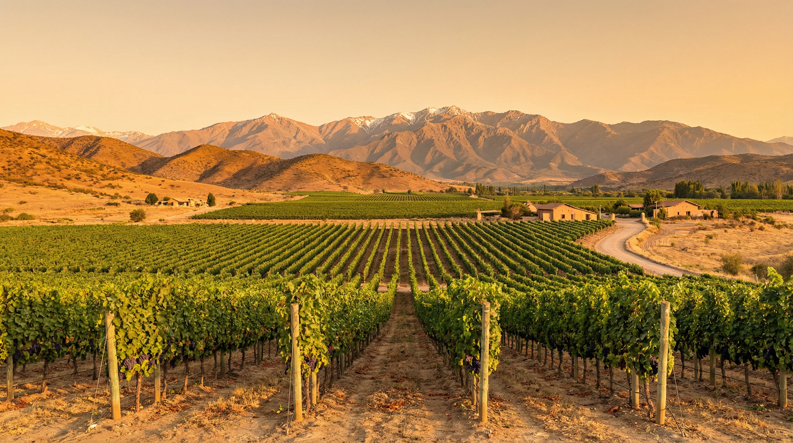 Vineyards toward the Andes in Chile