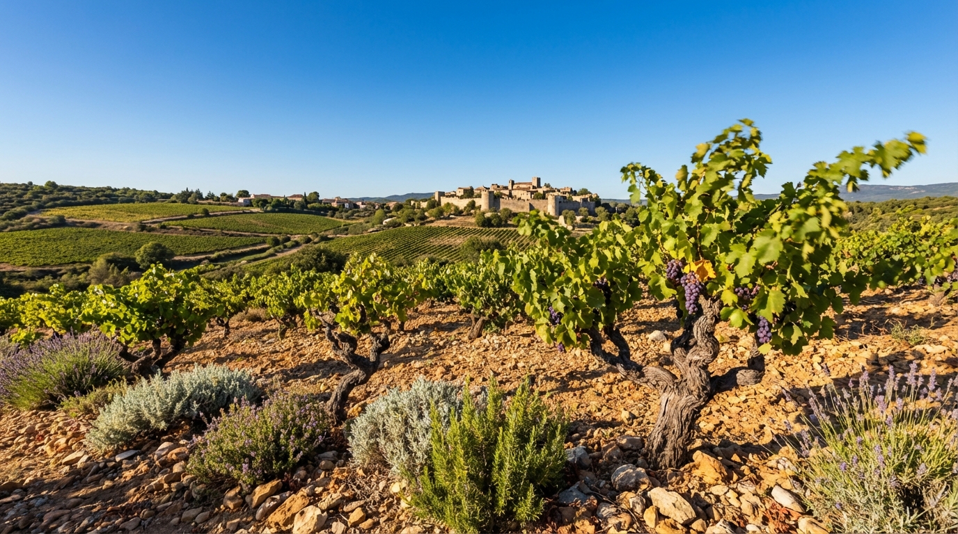 Languedoc-Roussillon Mediterranean vineyards
