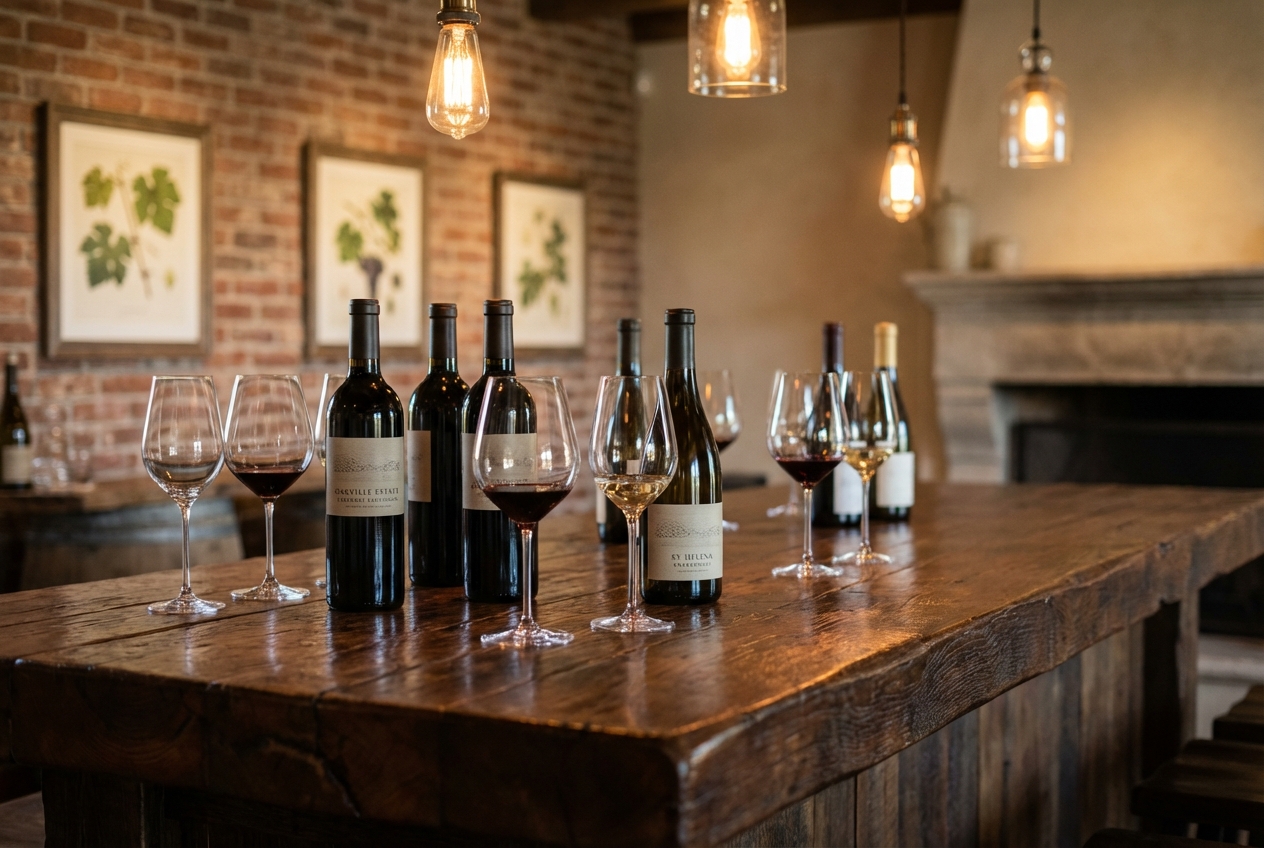 Boutique winery tasting room in Napa Valley
