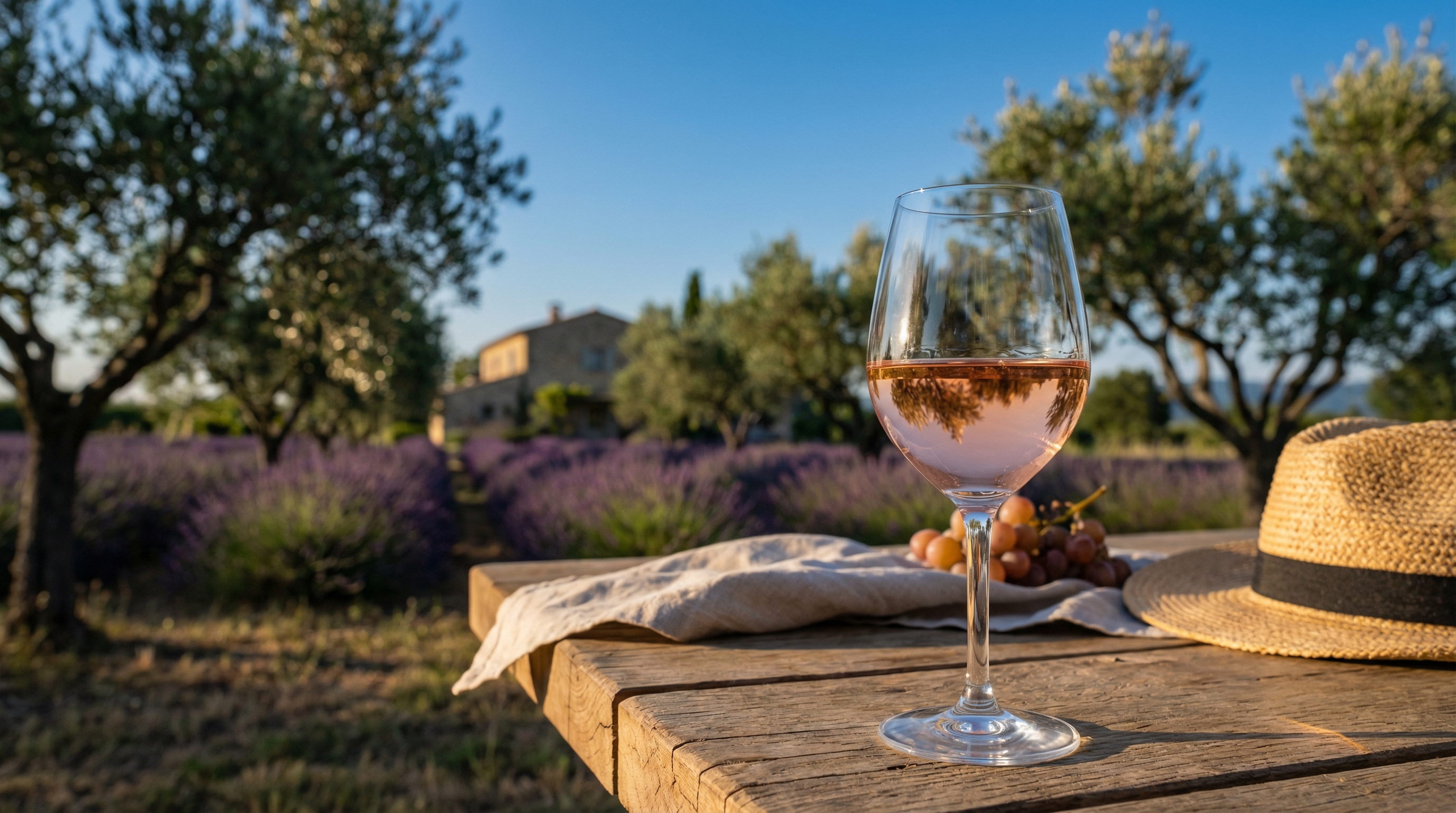 Éventail de vins rosés dans des verres allant du rose pâle de Provence au cuivré profond de Tavel