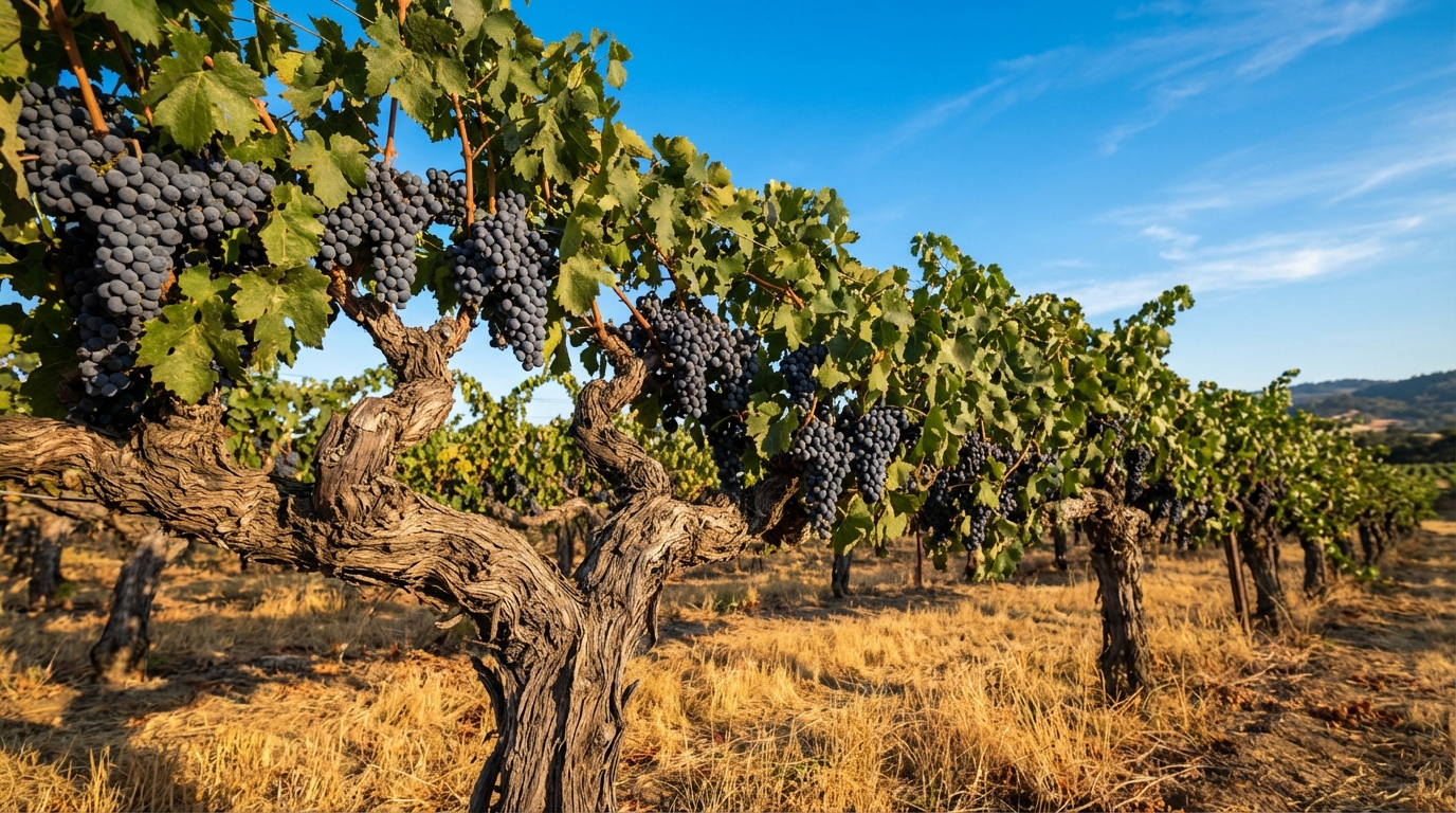 Diverse Sonoma wine varietals including Chardonnay, Cabernet Sauvignon, and Syrah lined up for tasting