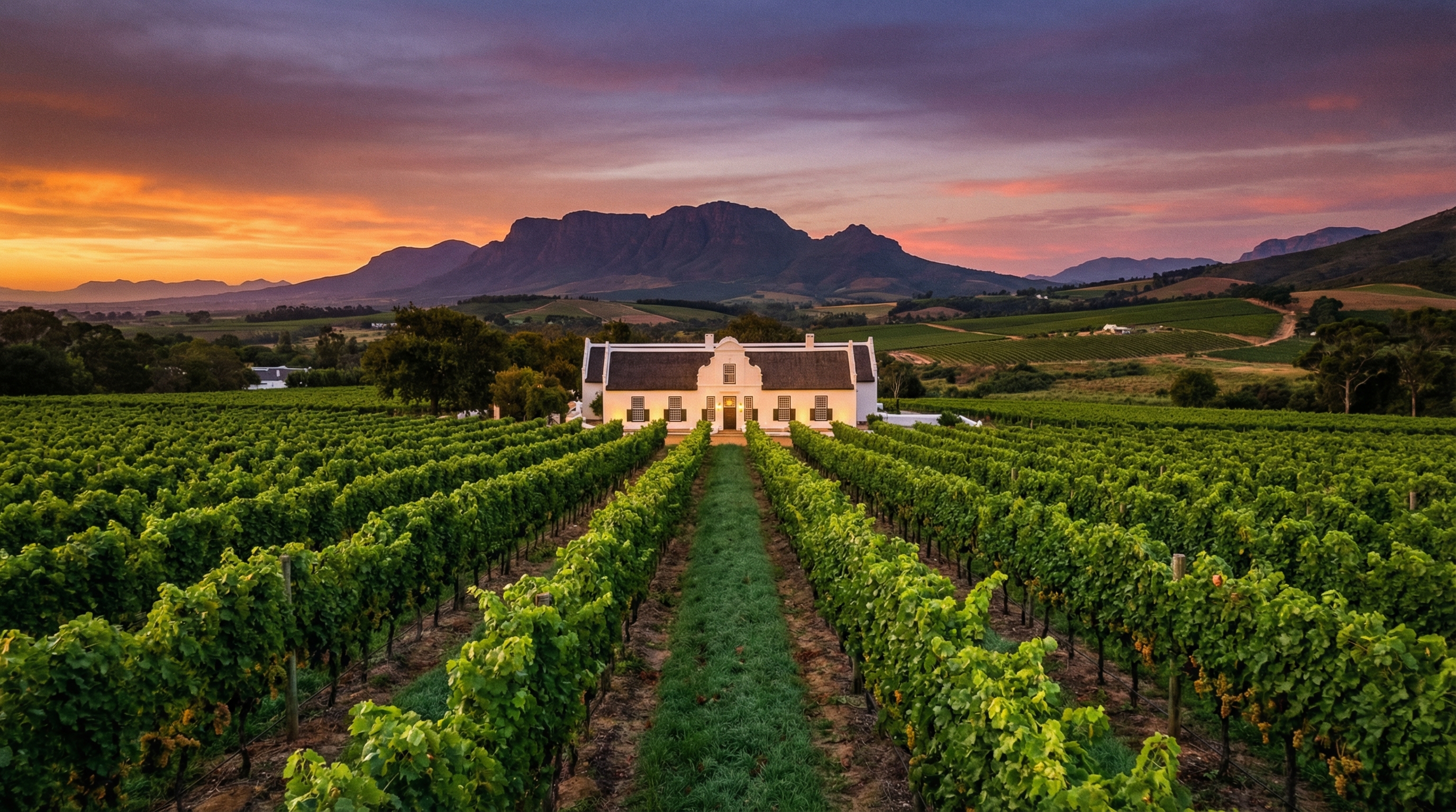 Stellenbosch wine region with mountains