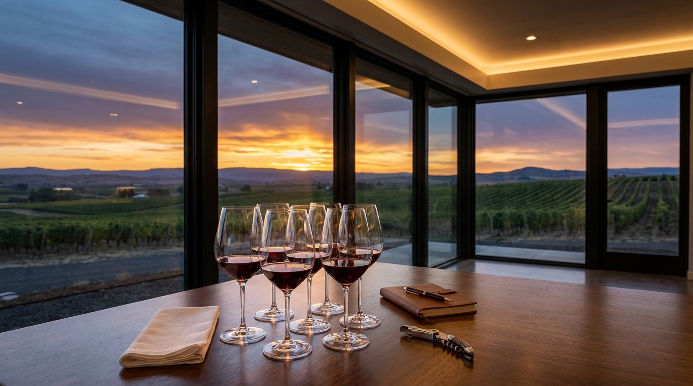 Wine tasting at a modern Washington State winery