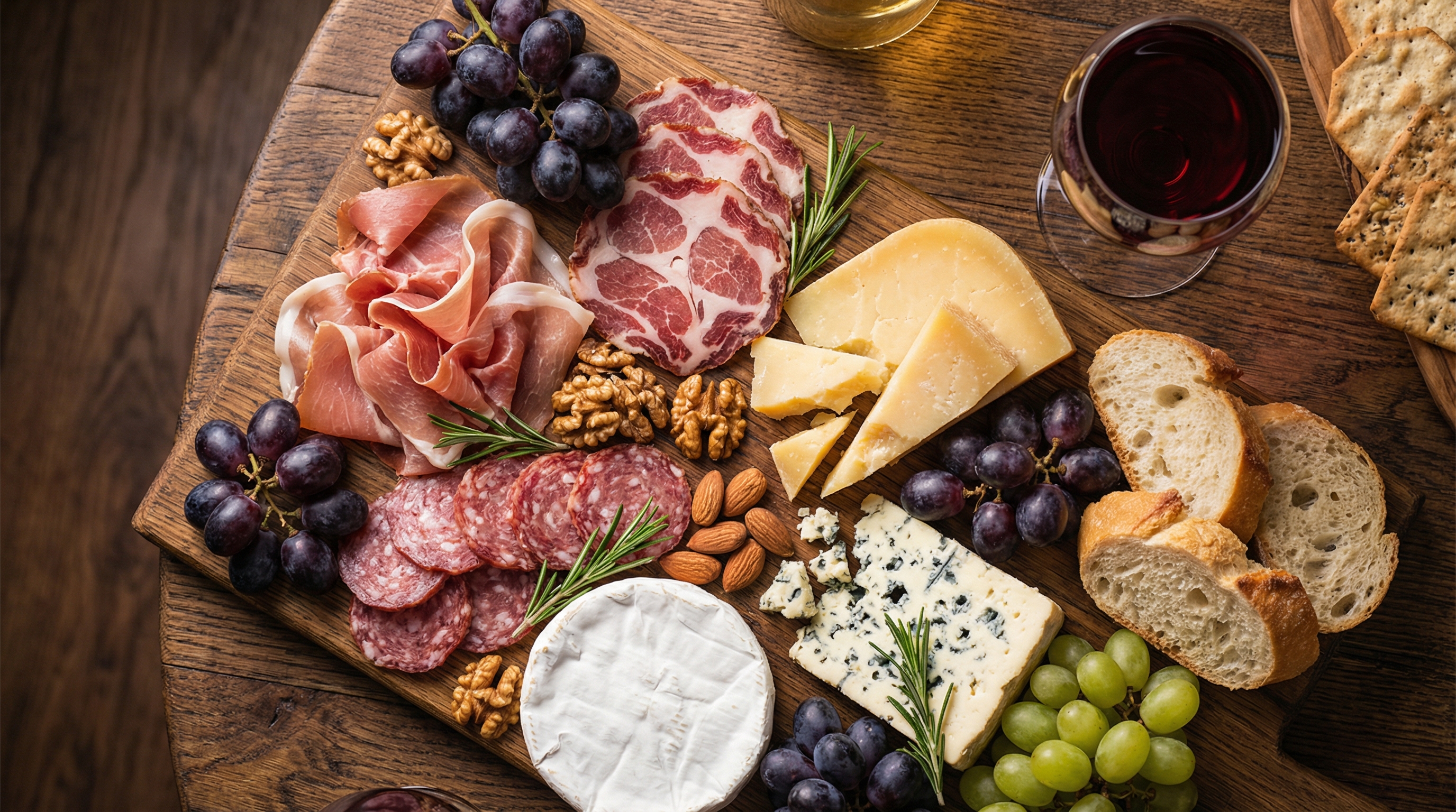 Cheese board with regional wine pairings