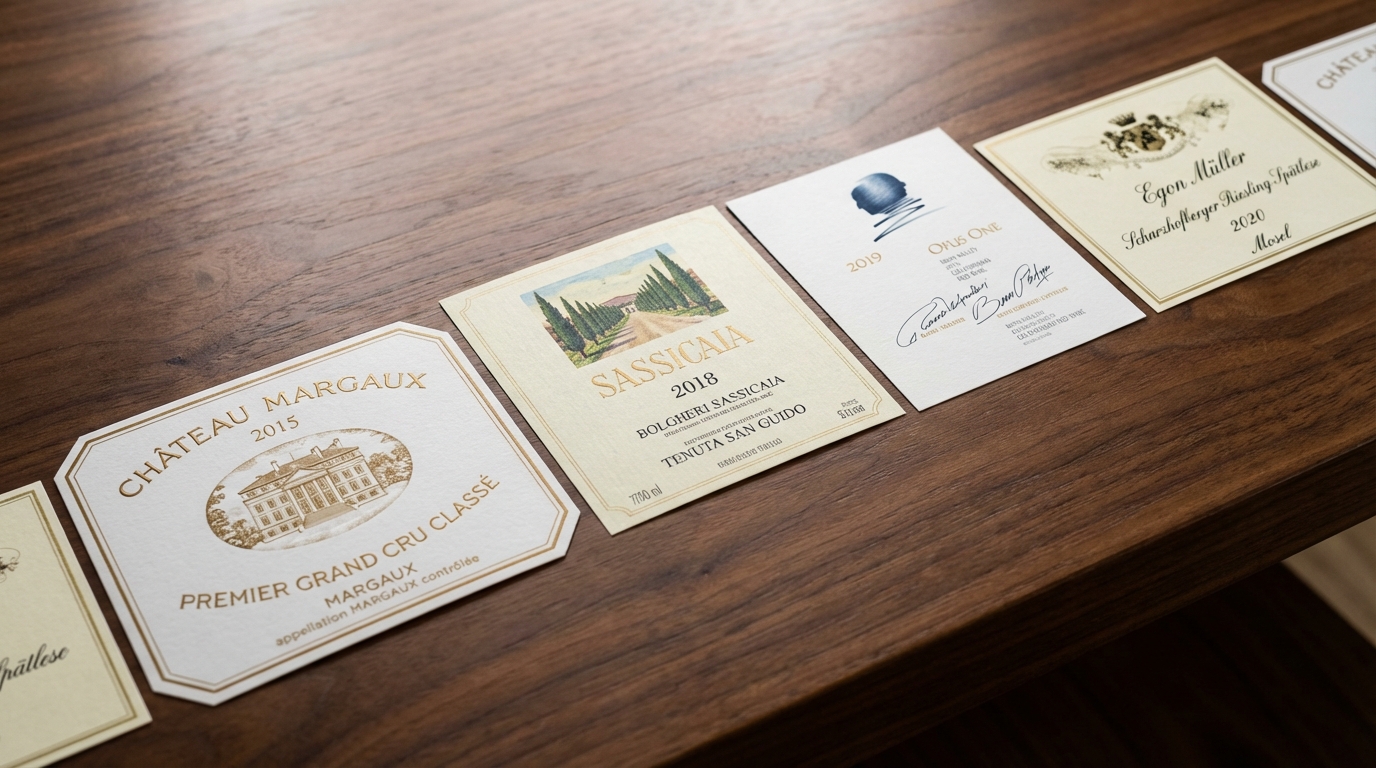 Wine bottle back label displaying alcohol content, sulfite declaration, and bottling details